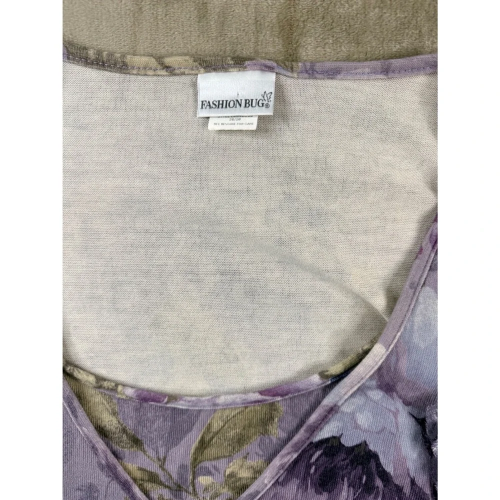 Fashion Bug‎ Purple Floral Cardigan Twin Set Attached Tank Rose Cottagecore